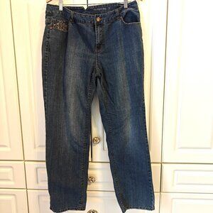 Avenue Denim Straight Leg Jeans, Size 16